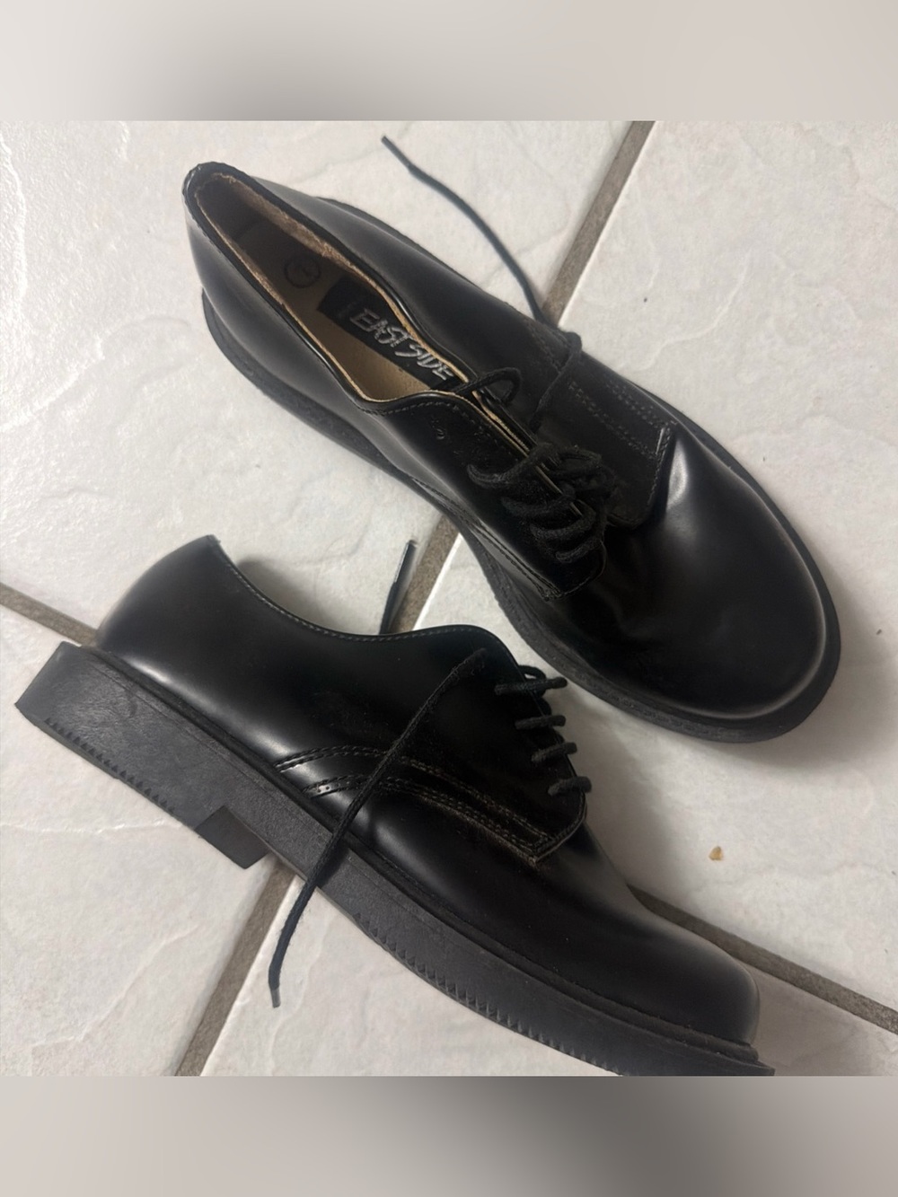 Vintage  Black Leather Platform Shoes Women’s 7